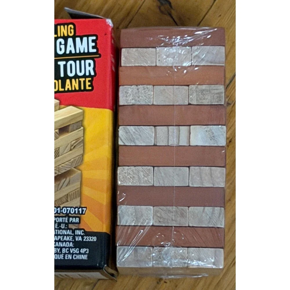 Mini Tumbling Tower Game Sealed Wooden Block Stacking Travel Size Damaged Box